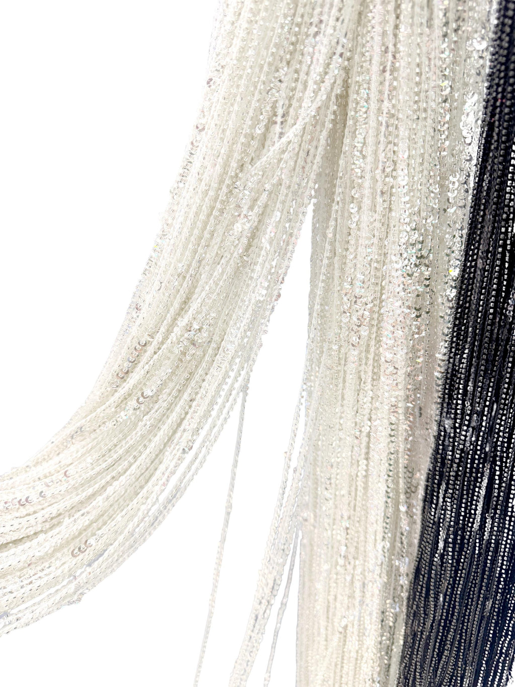 Silver Sequins Beads Fringe, Dress Curtain Backdrop, 52 Inch Wide,90cm Long, Customize Colors