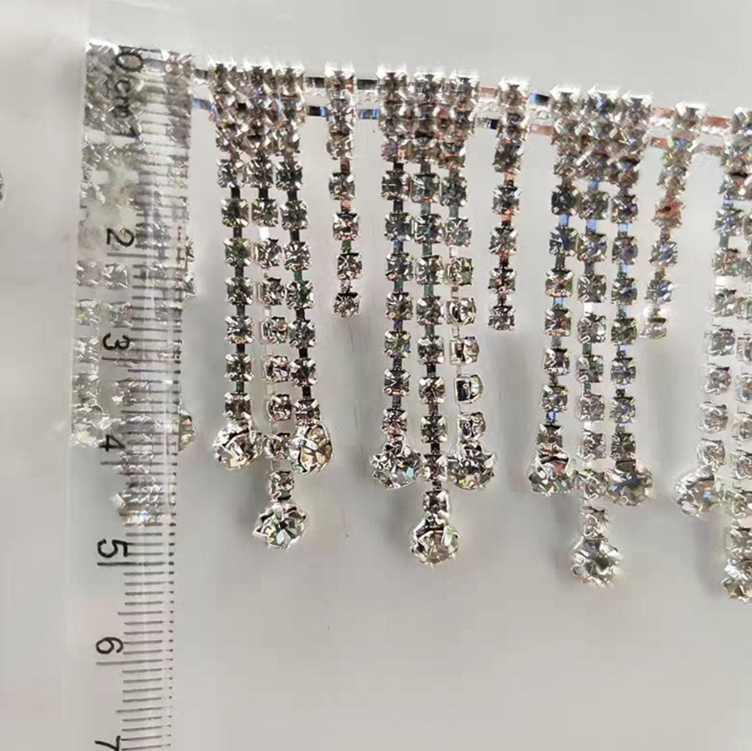 Frange à cocktail en strass faite main, garniture de chaîne à faire soi-même (91 cm de long)