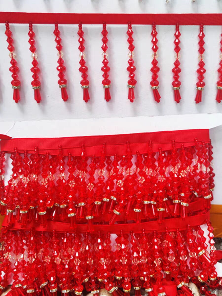 Frange perlée faite main en perles de cristal (90 cm de long, 6 cm de large) pour la couture, les loisirs créatifs, les abat-jour, les robes et les rideaux. Fournitures DIY