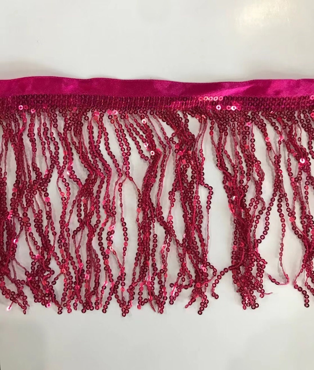 10 Yards 6 inch Wide Satin Ribbon Band Sequins Fringe, Dress Costume Lampshade Curtain Handbag Fashion Sequins Fringe, 36 Different Colors