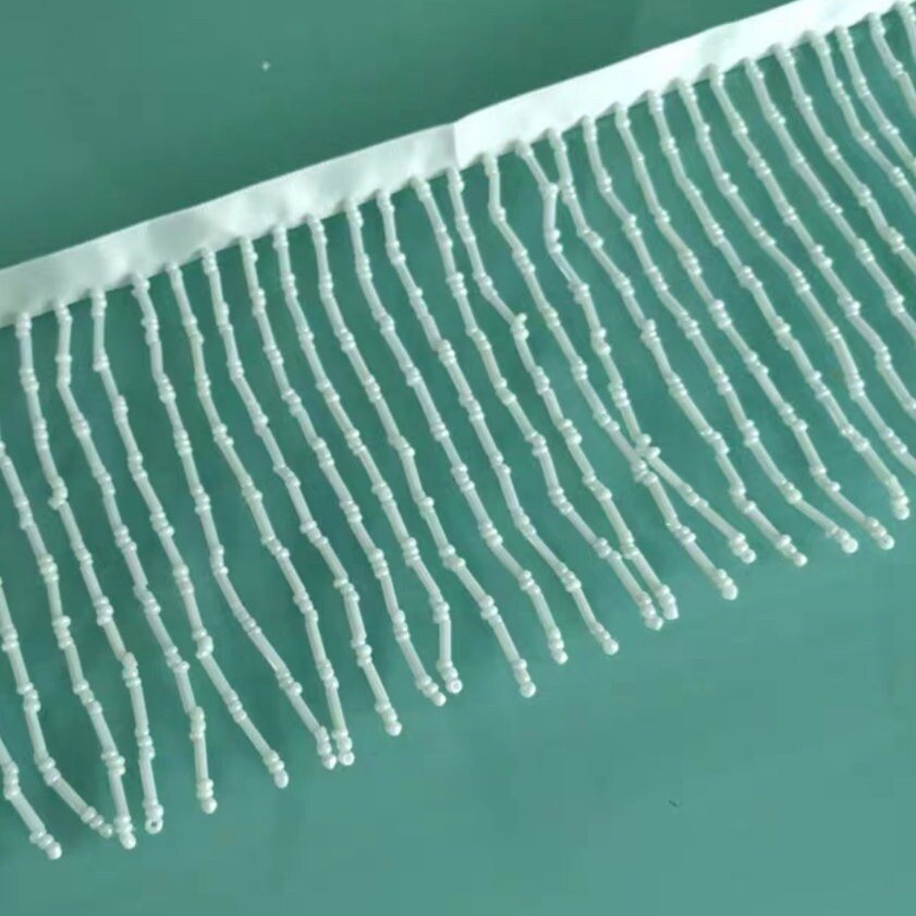 Handgemaakte kralenfranje van 10 cm breed, 10 cm breed, zilver, goud, rood, roze, blauw, zwart, groen, grijs, felroze, wit, kralenfranje voor lampenkap