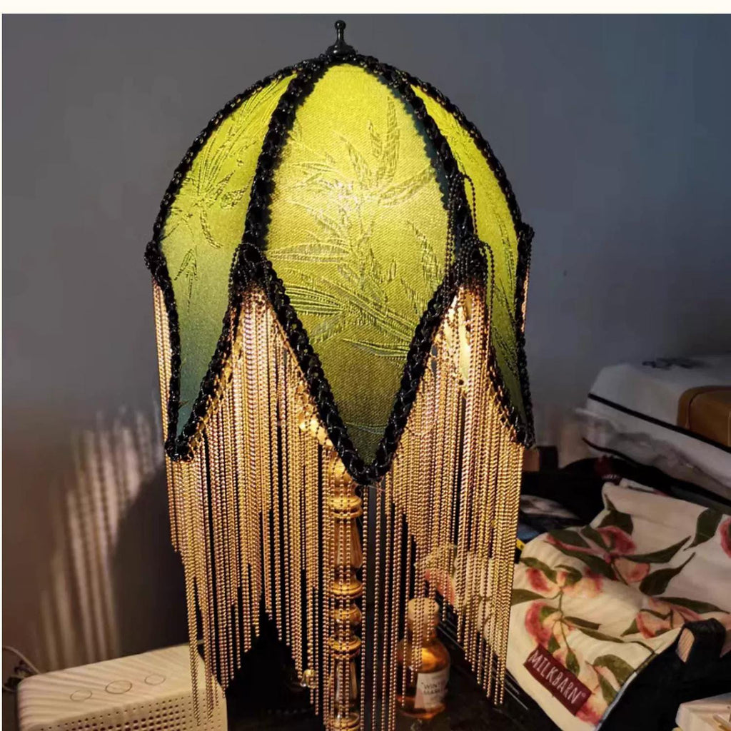 Frange en chaîne de perles de cuivre de 1 m de long et 15 cm de large, frange en chaîne de perles argentée, dorée ou canon de fusil de 15 cm de large pour abat-jour