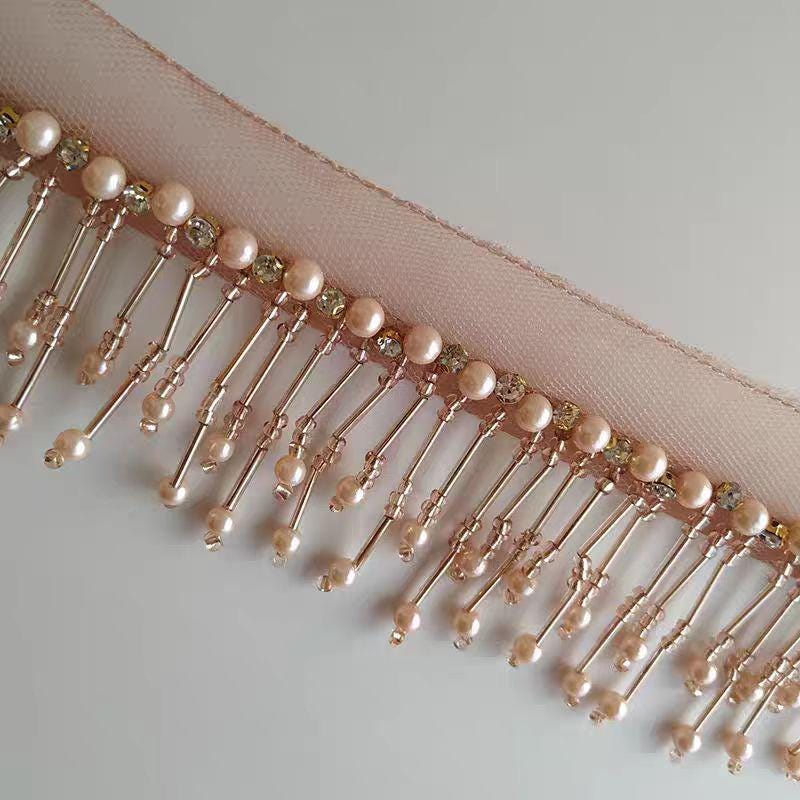 Frange perlée en strass : or, rose, blanc et plus encore (90 cm de long)