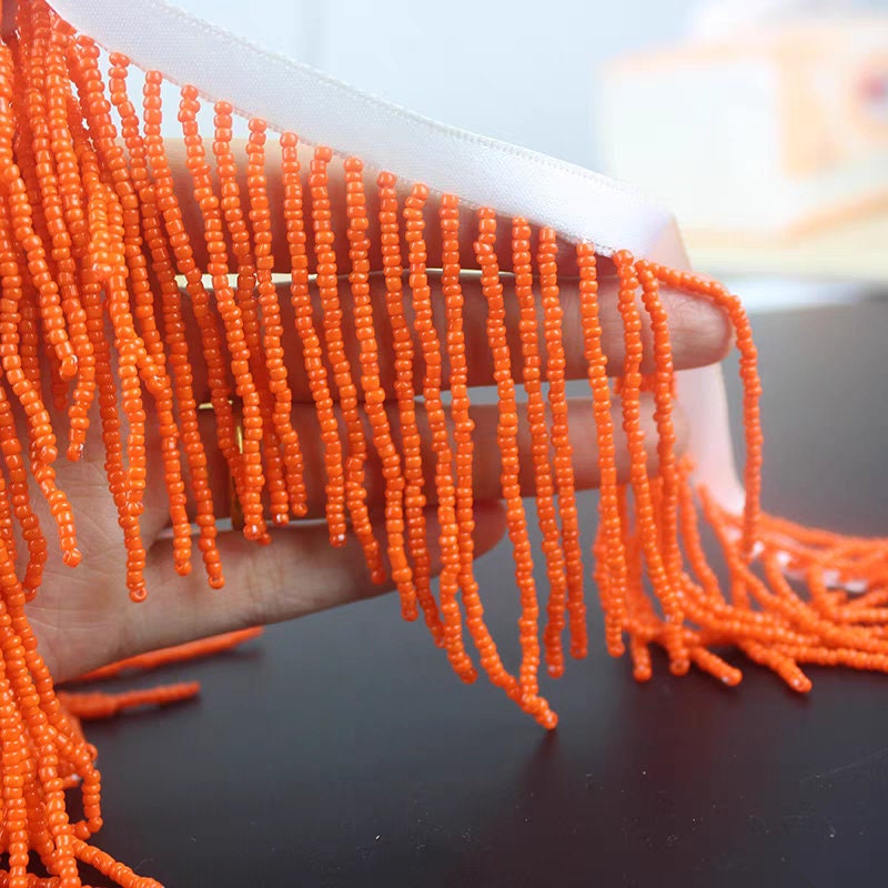 Frange en perles de rocaille faites main : garniture de cocktail de 8 cm, fournitures de couture