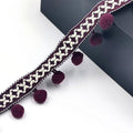 2yards 3cm wide Pom-pom Bead Fringe, Khaki, Plum, Red, Black, Pompom Bead Fringe, Dress Fashion DIY Supplie