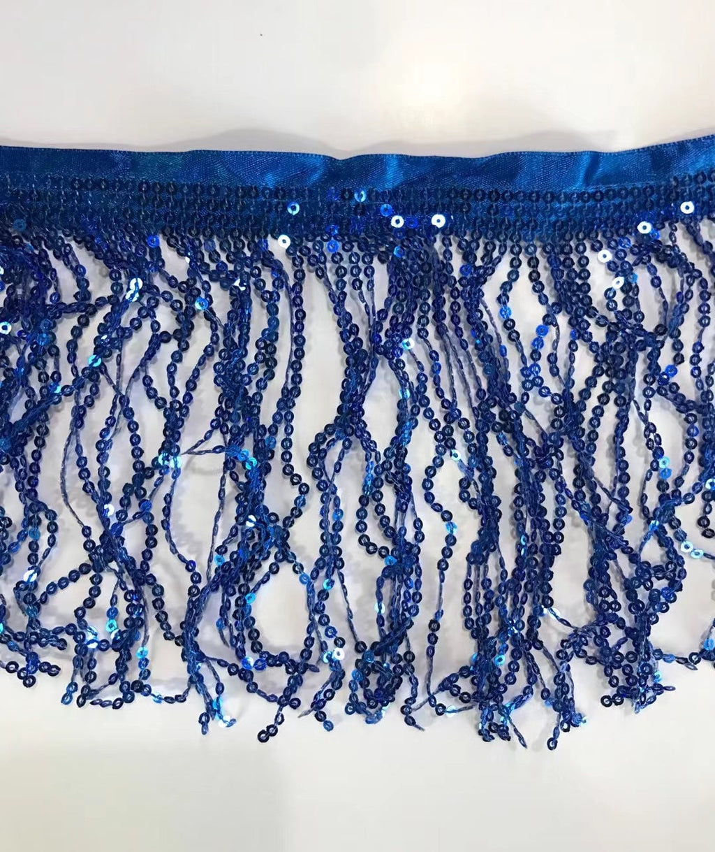 10 Yards 6 inch Wide Satin Ribbon Band Sequins Fringe, Dress Costume Lampshade Curtain Handbag Fashion Sequins Fringe, 36 Different Colors