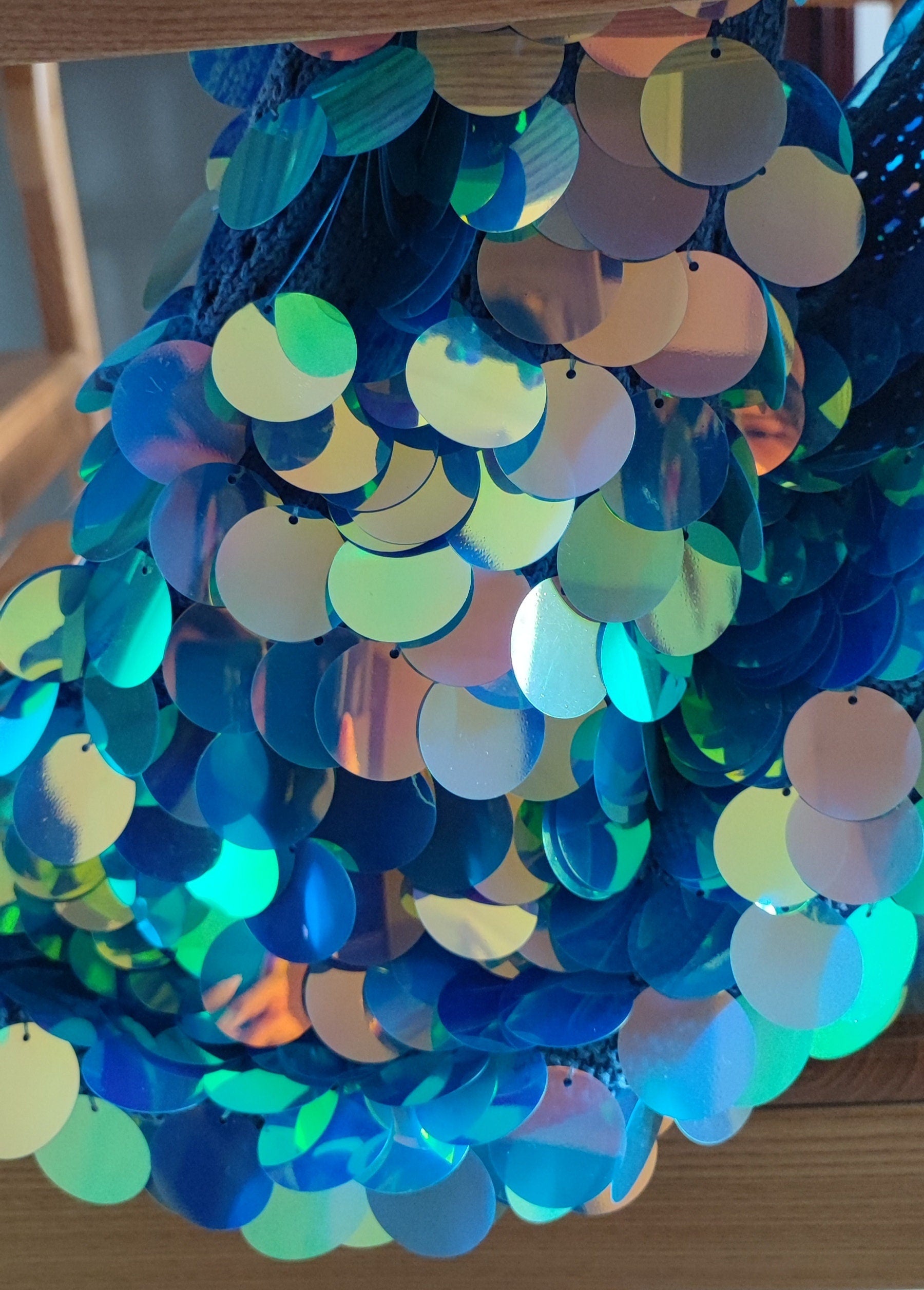 Handstitched Sequins Shoulder Bag Bling Sparkle Tote Bag Woman Gift Spring24 Fashion Bag, Ocean Moonlight