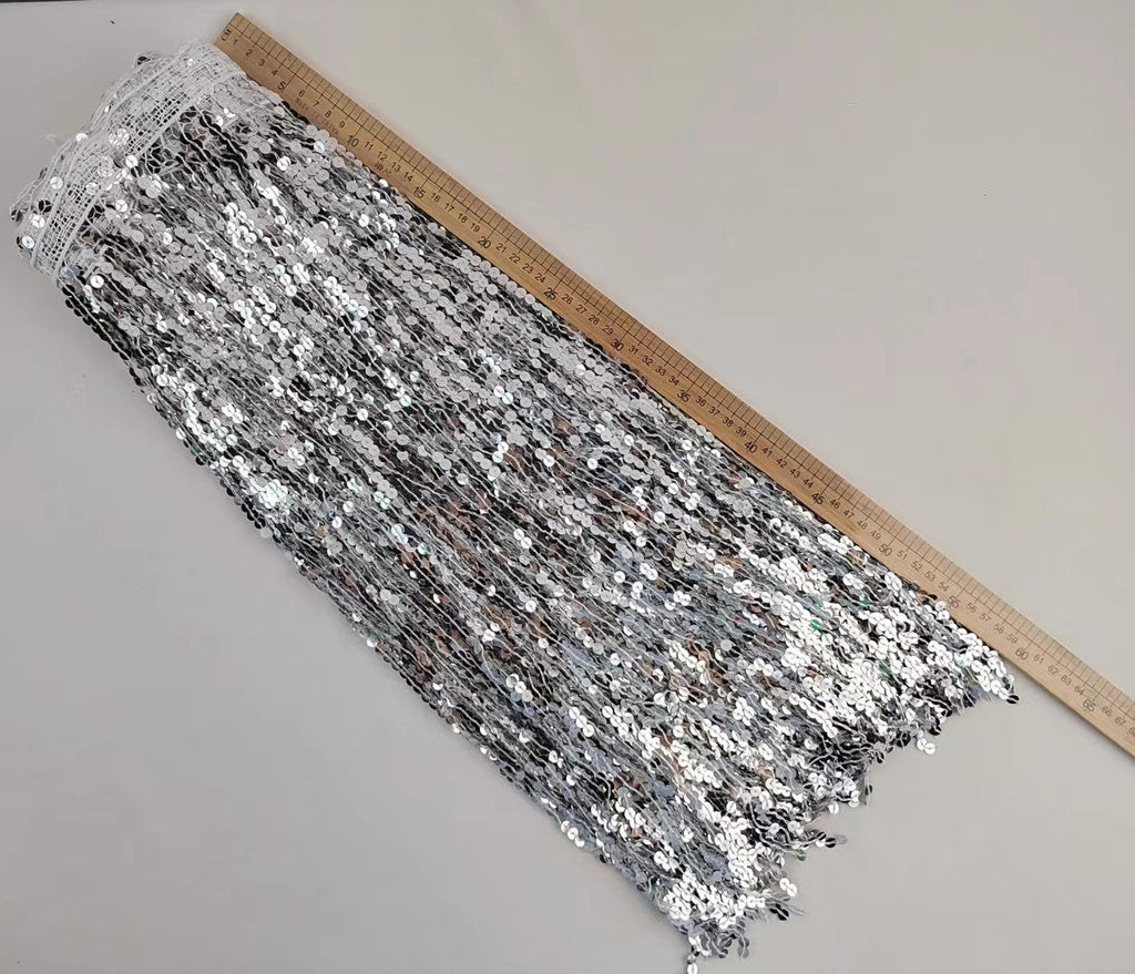 10 yards Sparkle 24 inch Wide  Sequins Fringe, Dress Costume Handbag Boots Curtain Sequins Fringe, 54 different colors, Custom Make Colors