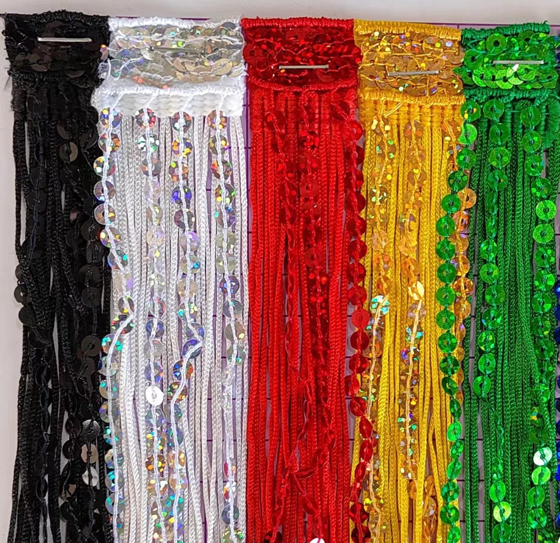10 Yards Washable 4 inch Wide Thick Chainette And Sequins Fringe, Dress Fringe, Lampshade Fringe, DIY Sewing and Craft Tassle Sequins Fringe