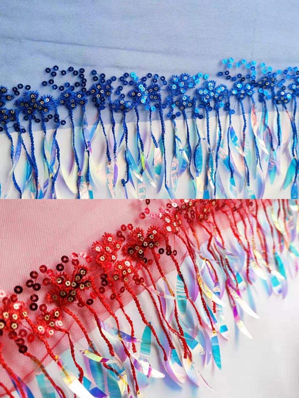 Washable 10yards 6 inch Wide  Cattail Banana Sequins Fringe, Outfit Dress Necklace Dancewear Lampshade Sequins Fringe, 12 Different colors