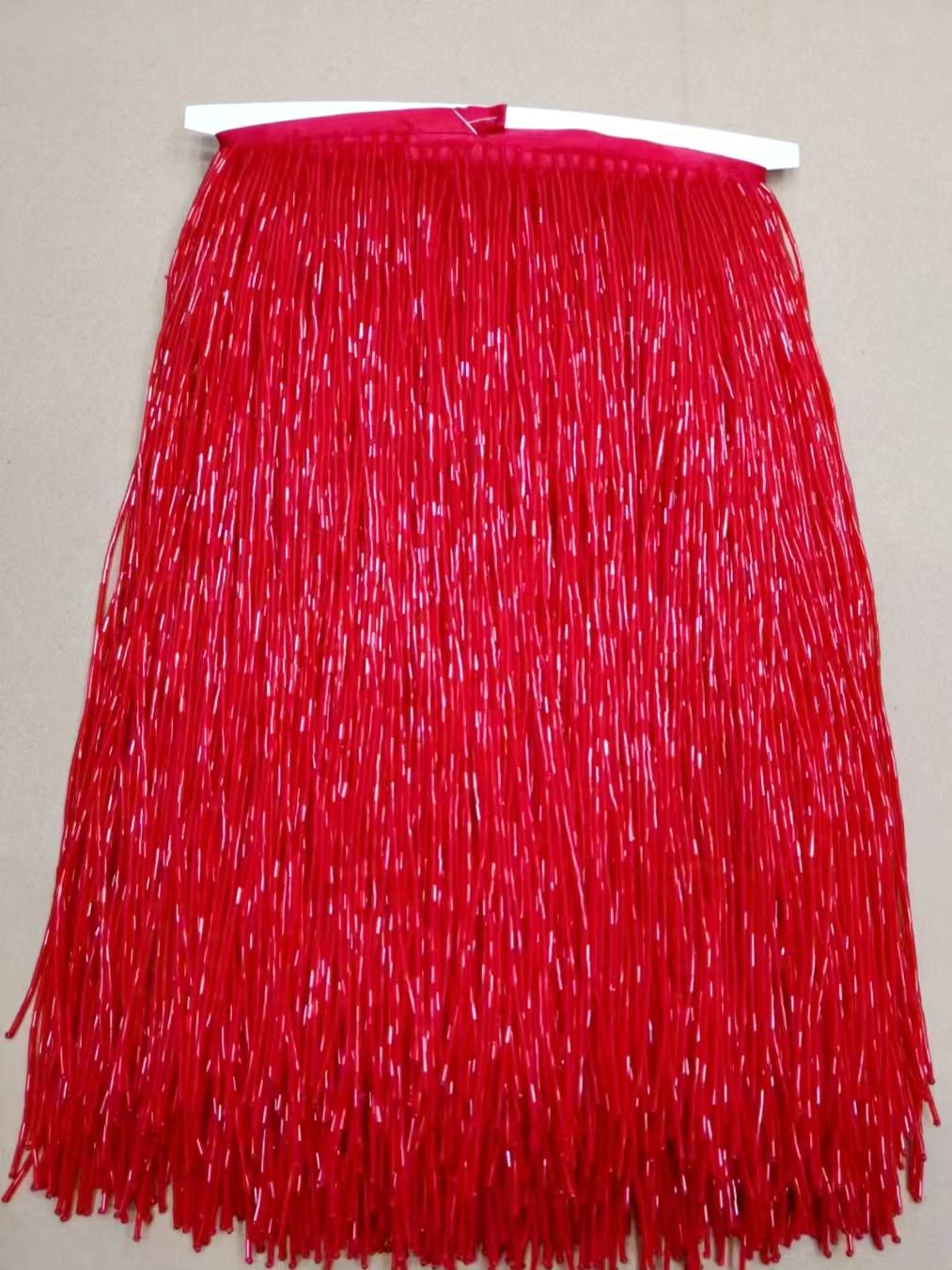 Frange perlée de perles tubulaires de 5 yards (4,47 m) et 30 cm de large, 30 cm de large, couleur or, argent, rouge, rose vif, orange, violet, noir, vert, bleu, rose.