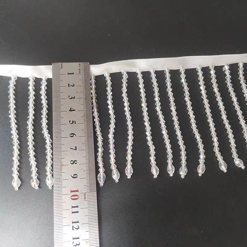 Groothandel 10 yards (ca. 9,3 meter) 4 inch (ca. 10 cm) brede kralenfranje van kristallen kralen, franje van kristallen kralen op maat, alle soorten kleuren op maat