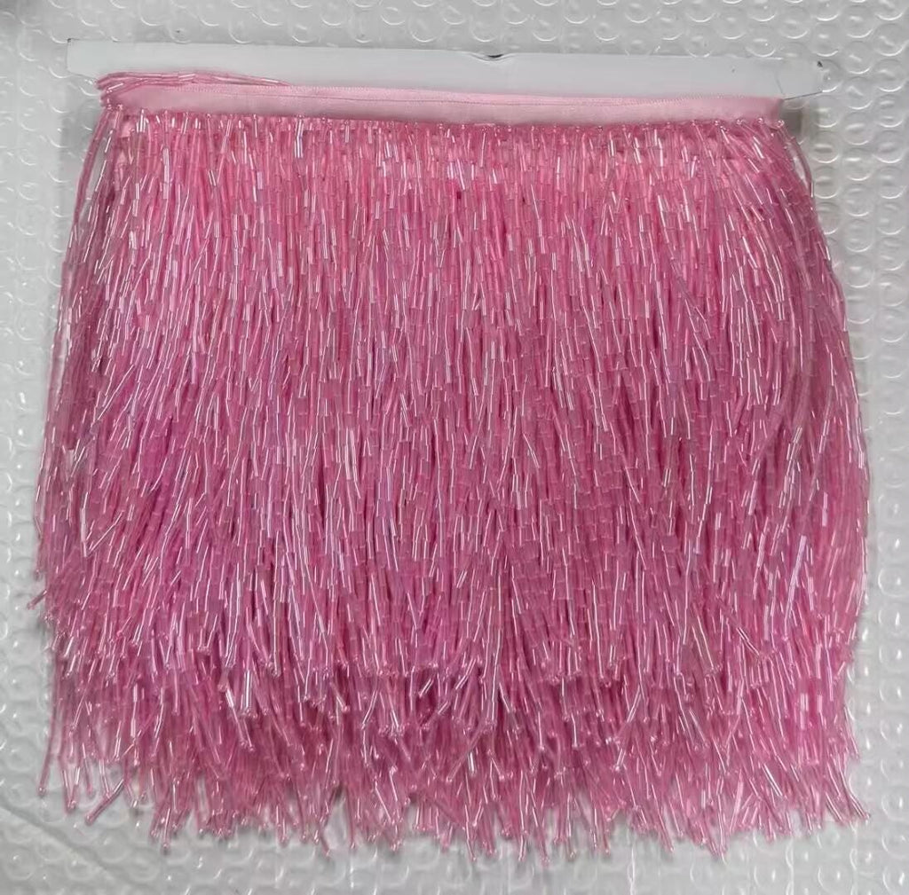 Bordure à franges de perles tubulaires, couleurs personnalisées, 15 cm de large, 9 m