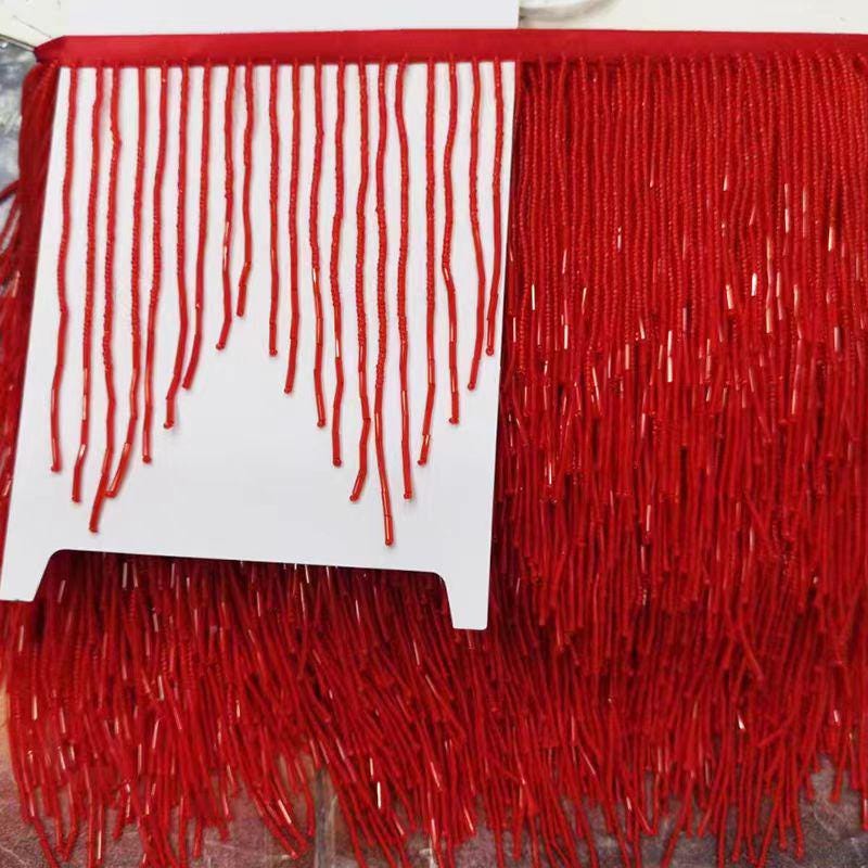 5 inches Wide Chevron Beaded Fringe, Lampshade Costume Dress Tassle Fringe,Rose gold silver black white blue lilac hot pink red green Tassle