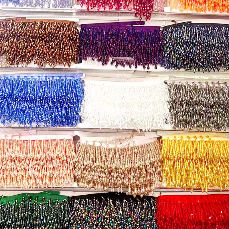 Frange de perles de cristal personnalisée : garniture faite à la main, 10 yards