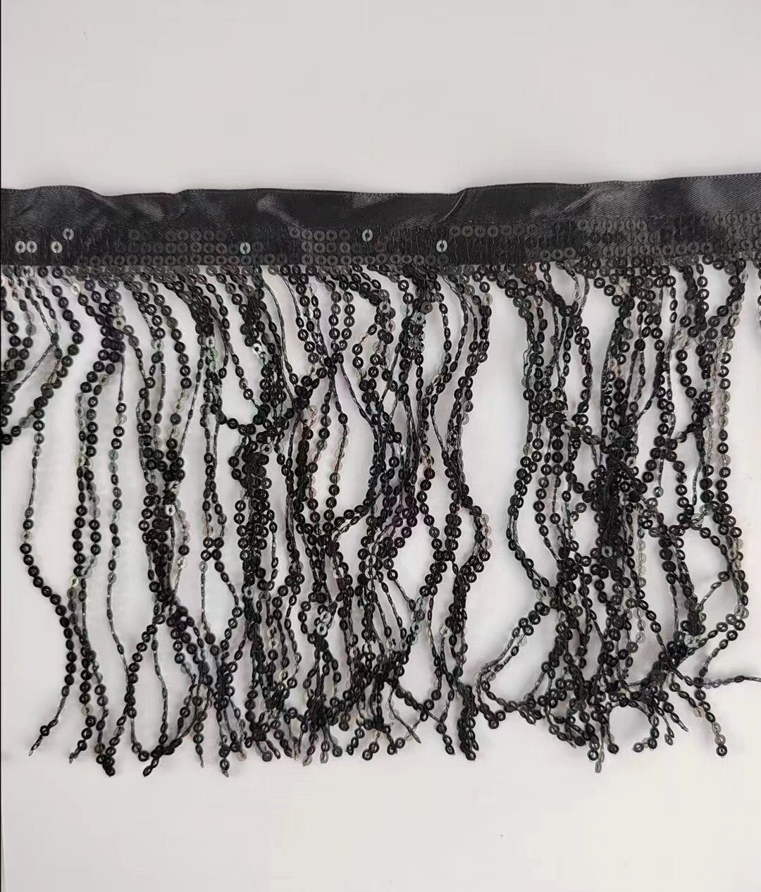 Ruban de satin de 23 cm de large avec franges à paillettes, 36 couleurs au choix, 9 mètres par couleur