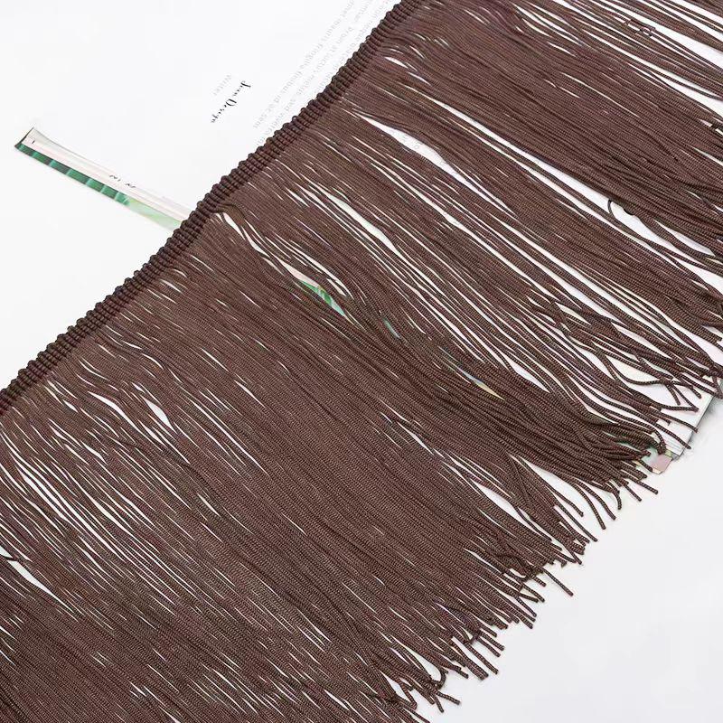 Frange en chaînette de nylon de 20 cm : rouge, marine, marron, rose vif - 9 mètres