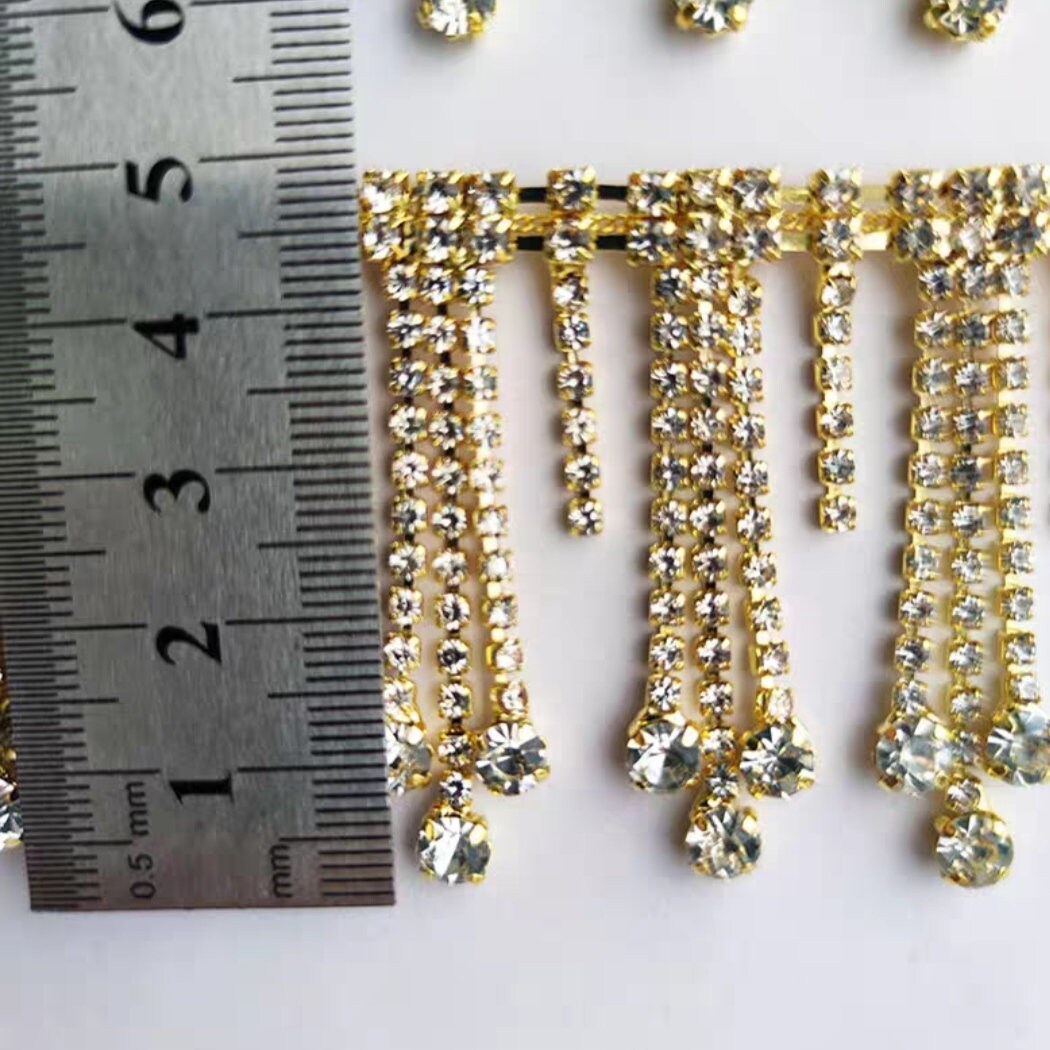 Frange à cocktail en strass faite main, garniture de chaîne à faire soi-même (91 cm de long)