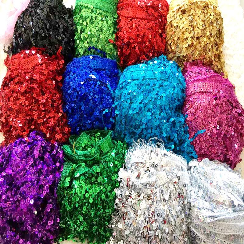 10 Yards 6 inch Wide thick braided band sequins chainette fringe, 100 different colors for your choice