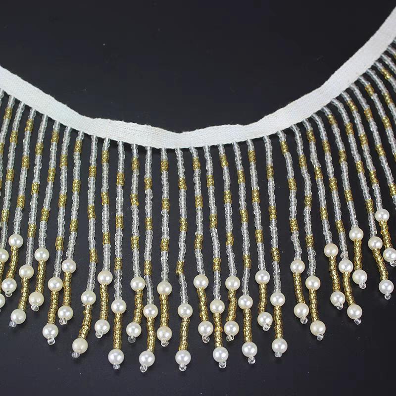 Pompon à franges en perles de verre de 11 cm de large, perles argentées, roses, rouges, noires, bleues et vertes, pour abat-jour, robe ou costume.