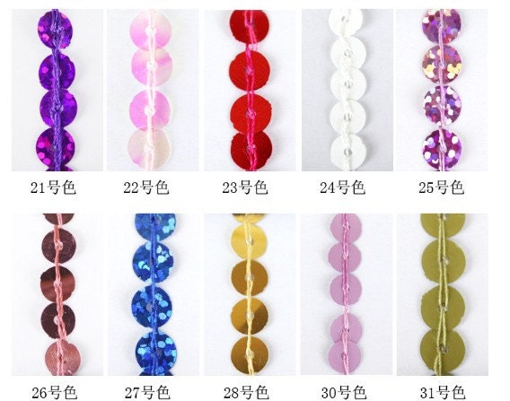 Frange à chaînette de sequins scintillants, garniture lavable, 30 cm, 9 m