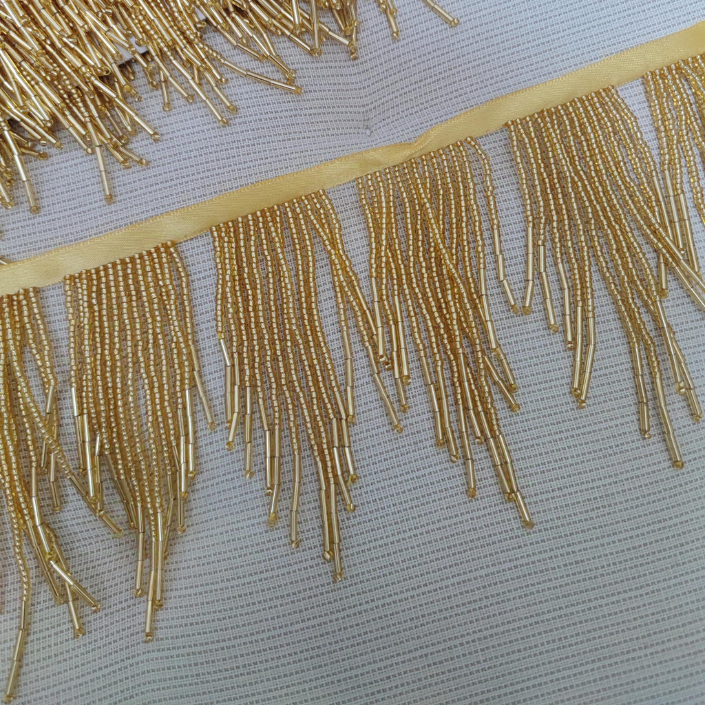 90 cm lange, dikke, 5-7 cm brede kralenfranje, zilveren kralenfranje, gouden kralenfranje, aangepaste kleuren