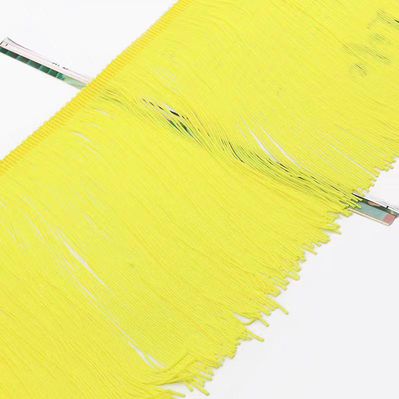 Frange en chaînette de nylon de 20 cm : noir, blanc, bleu, orange, menthe (10 mètres)