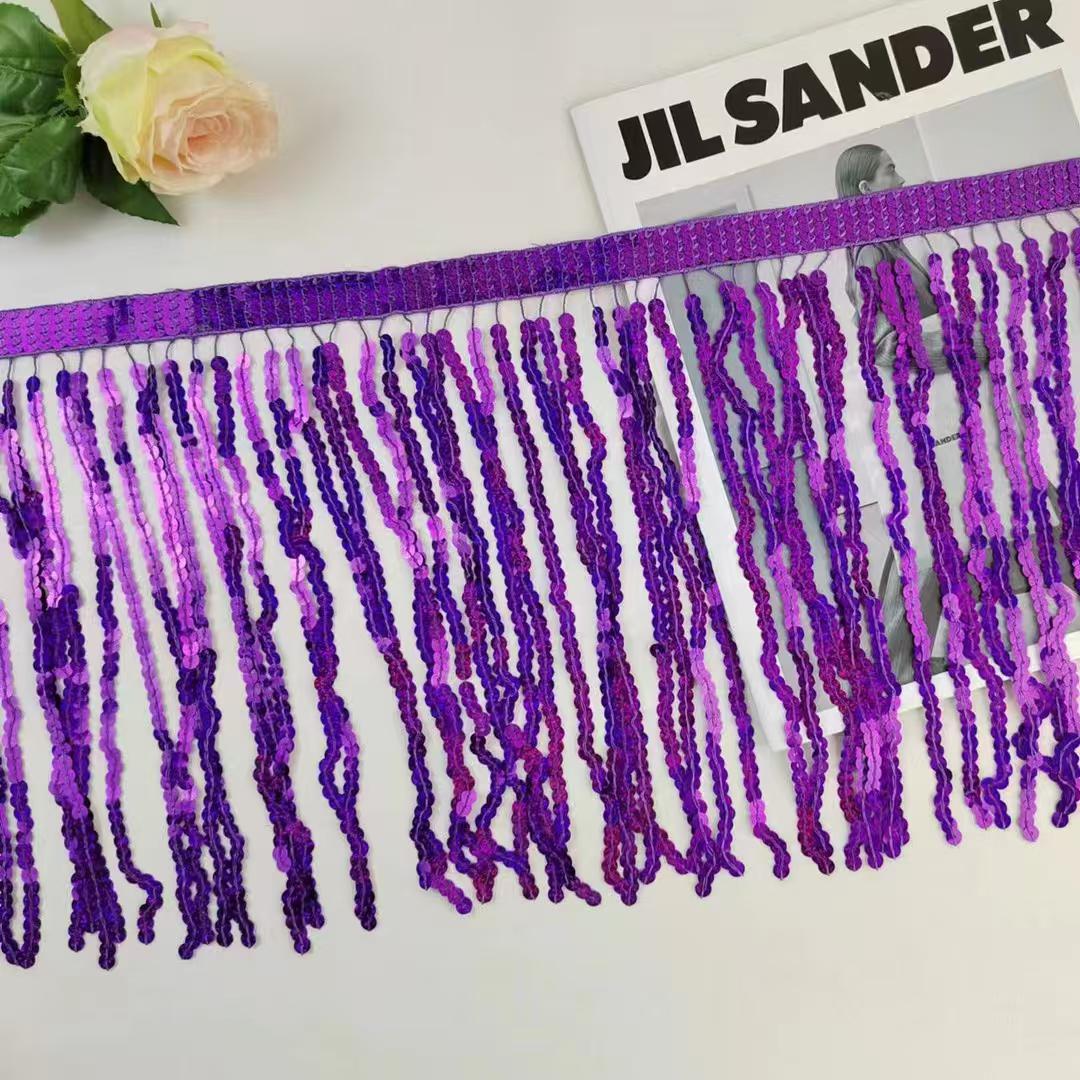 Bordure à franges de sequins de 9 mètres (10 yards) : bande tressée de 30 cm (12 pouces) de large