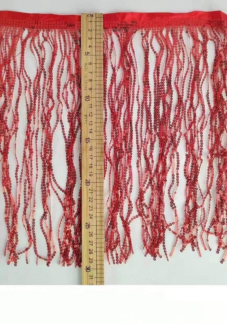 Ruban de satin à franges de sequins de 30 cm de large, 36 couleurs au choix, 9 mètres par couleur