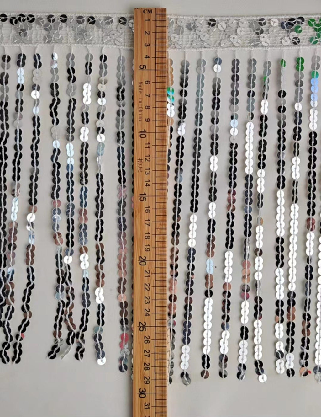 Frange à chaînette de sequins scintillants, garniture lavable, 30 cm, 9 m