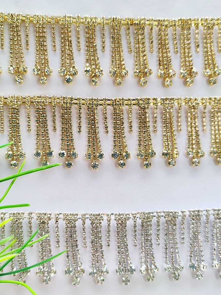 Frange à cocktail en strass faite main, garniture de chaîne à faire soi-même (91 cm de long)