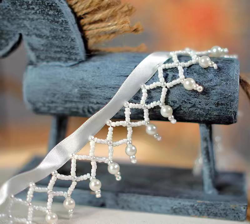 Franges perlées faites main (90 cm de long, 3,5 cm de large) pour robes de mariée, vêtements de danse et costumes. Fournitures de couture DIY.