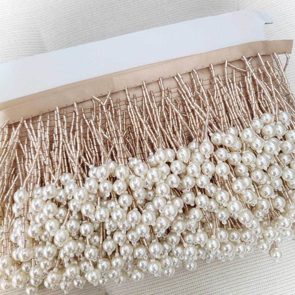 Bordure personnalisée de perles de rocaille et de perles à franges - 8 cm de large, 9 mètres