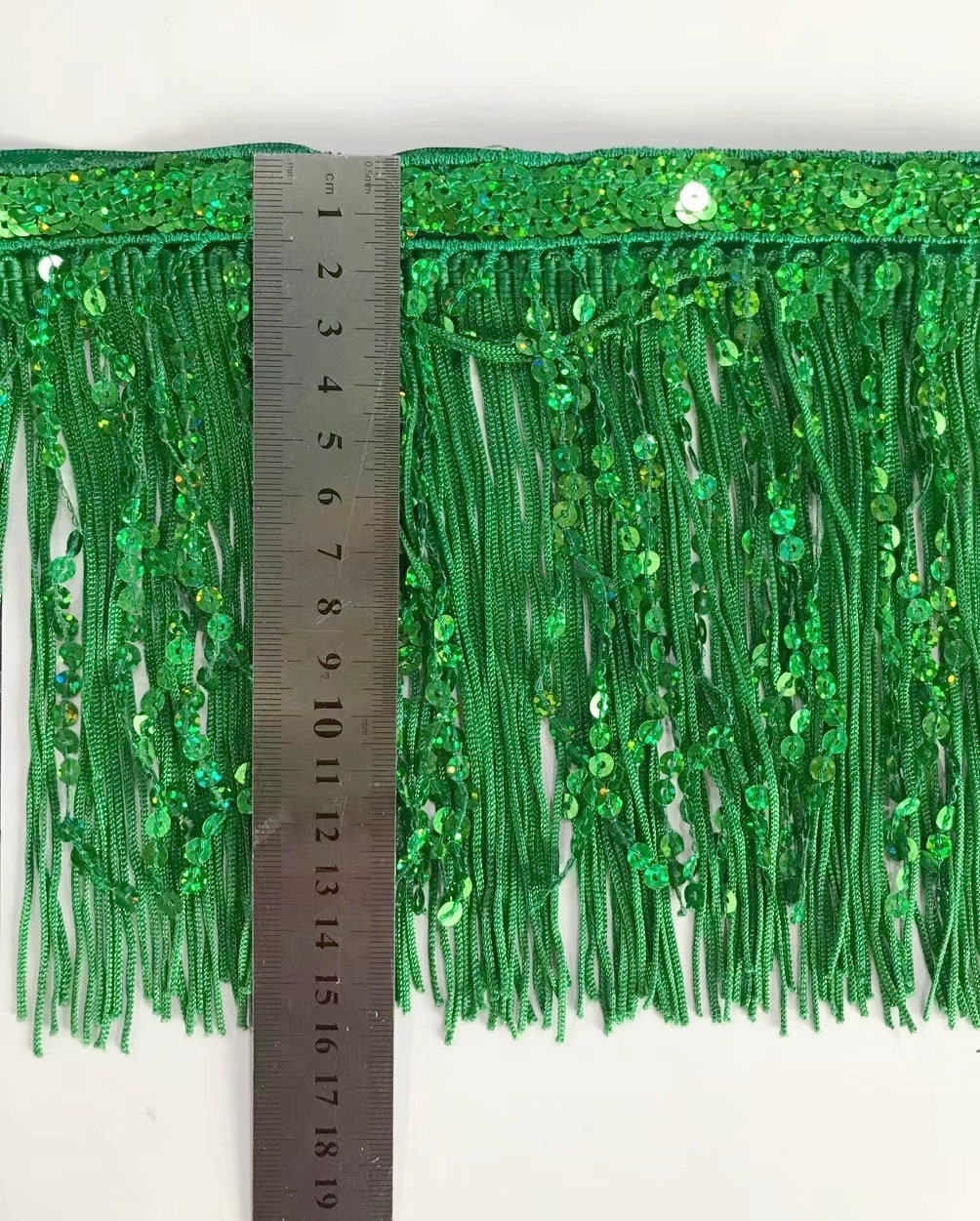 Frange chaînette en polyester de 15 cm (6 pouces) combinée à des paillettes, frange arc-en-ciel, 9 m (10 yards)/couleur