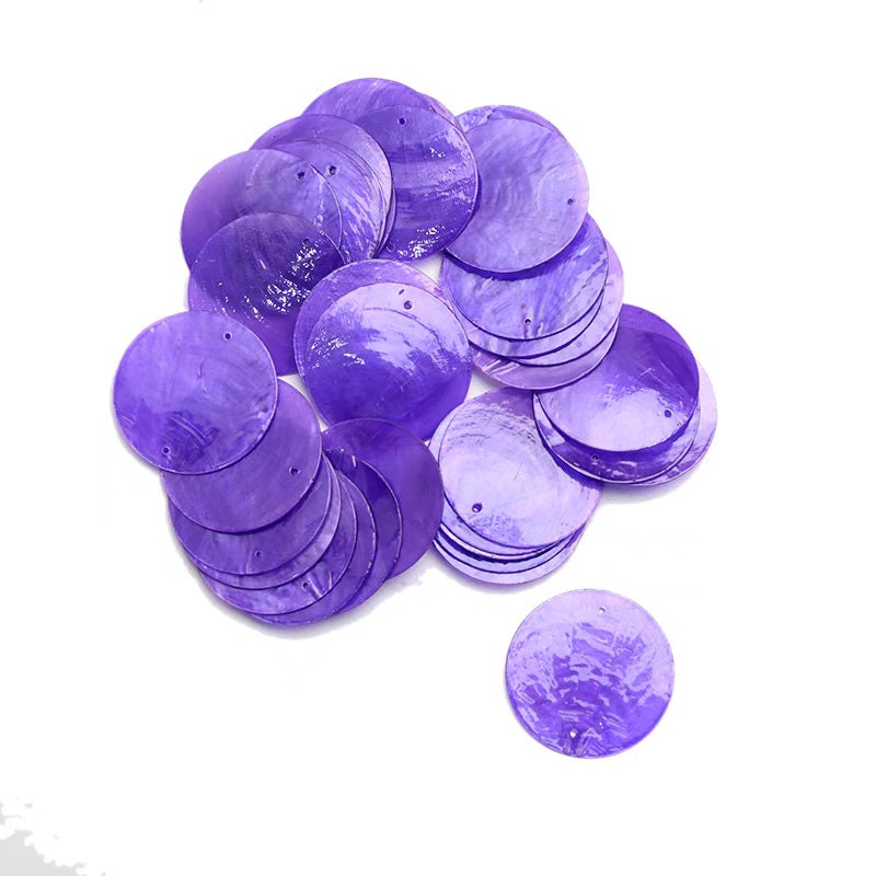 100pcs 30mm Dyed Natural Mother of Pearl Shell Discs, purple, plum, violet, hot pink, red, orange, green Mother of Pearl MOP Shell Discs