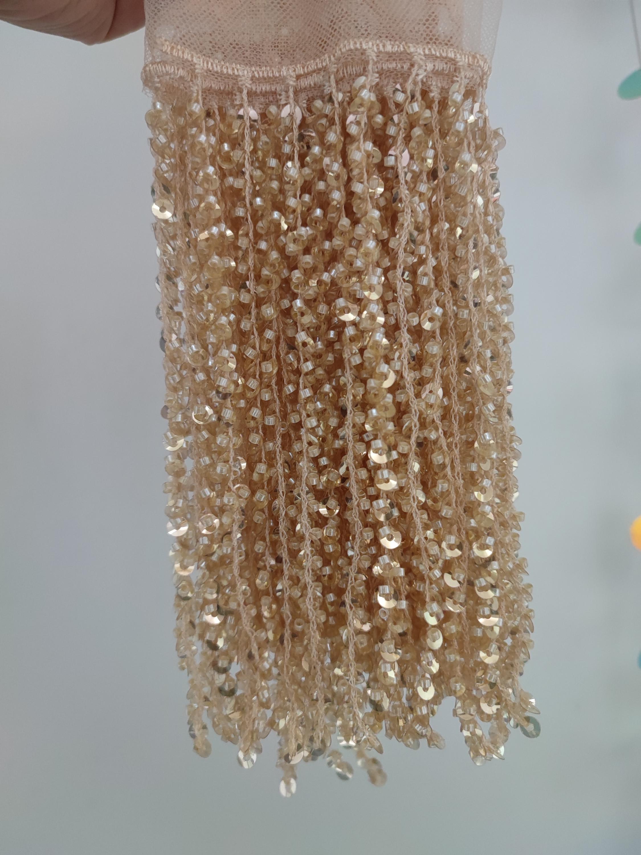 Sparkle Sequin Beaded Fringe: 6 Inch, 10 Yards