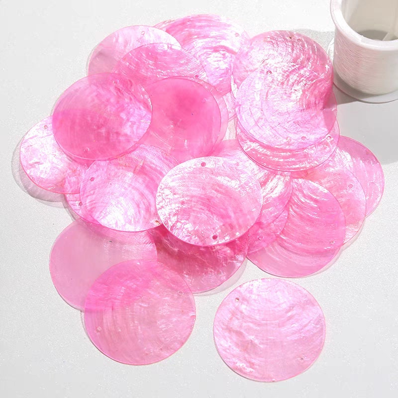 100 stuks 30 mm natuurlijke parelmoer schelpschijven, transparant, blauw, goud, geel, turkoois, groen, roze, parelmoer schelpschijven