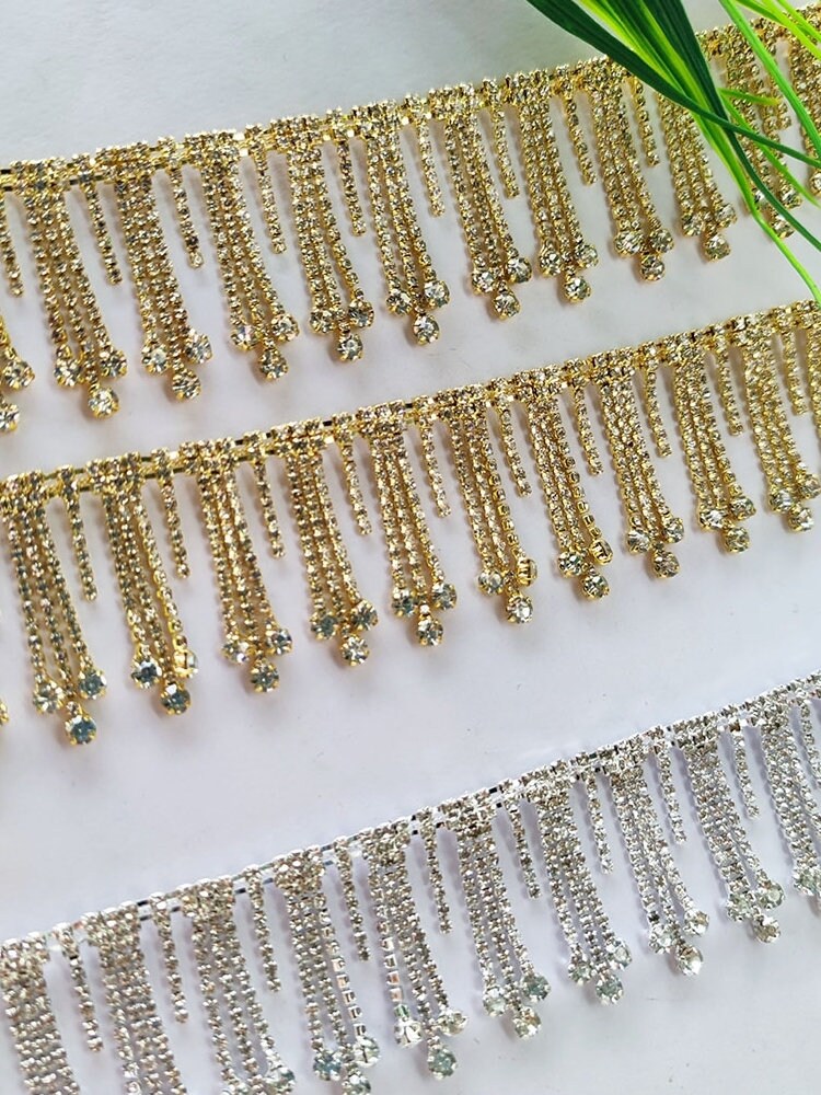 Frange à cocktail en strass faite main, garniture de chaîne à faire soi-même (91 cm de long)