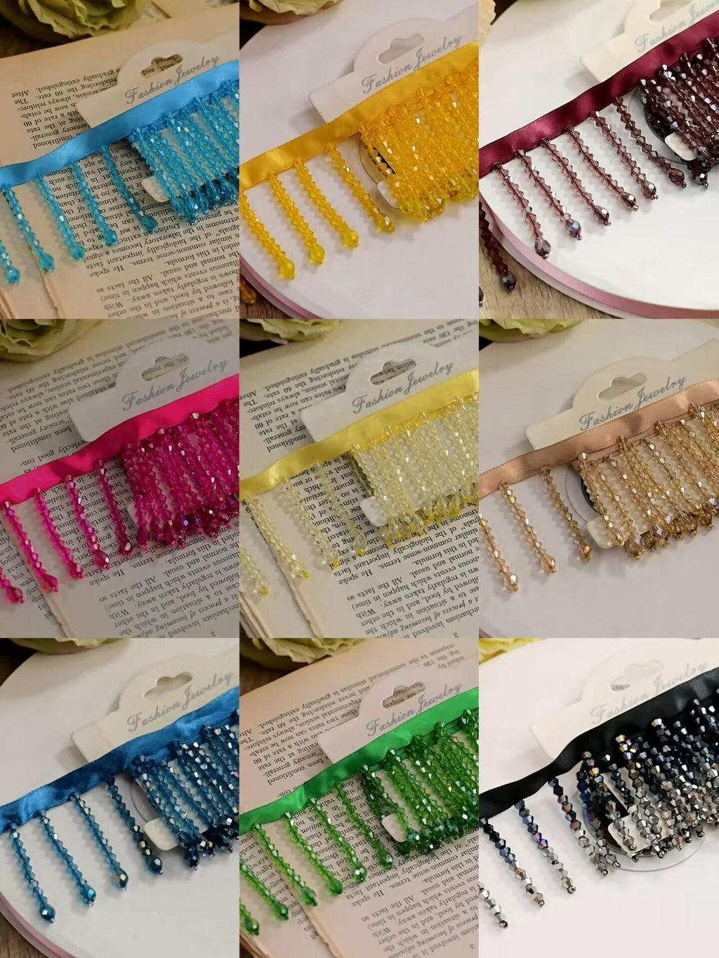 Frange de perles de cristal personnalisée : garniture faite à la main, 10 yards