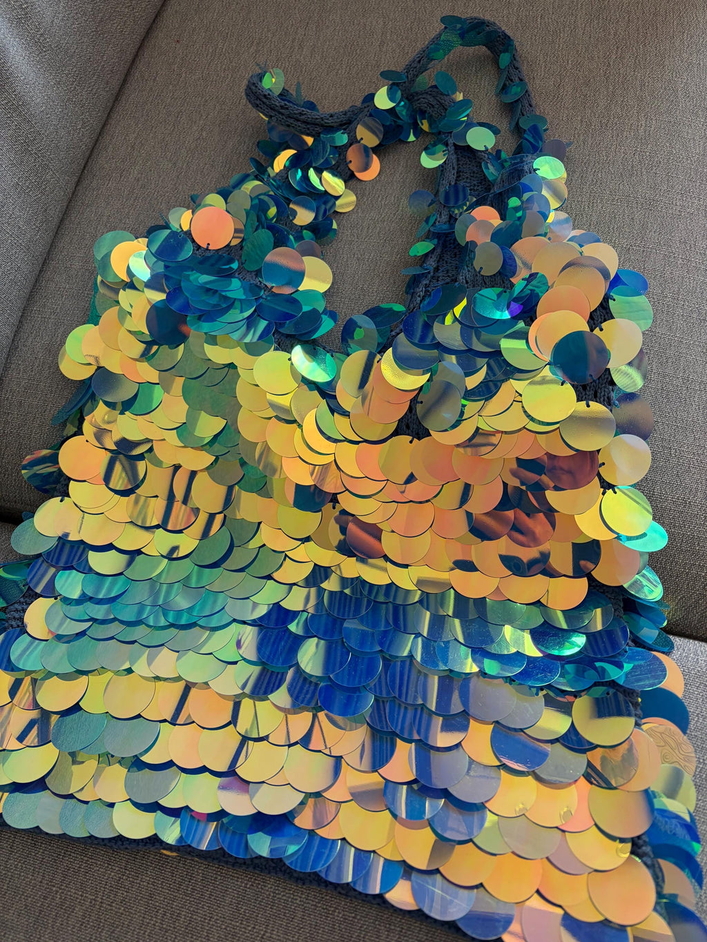 Sparkly Sequin Tote Bag,  Hand Stitched Sequins Bag, Gift For Sequins Lovers, Custom make colors