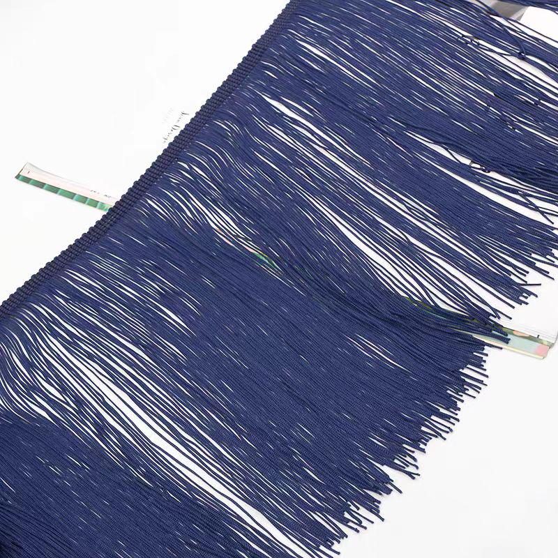 Frange en chaînette de nylon de 20 cm : rouge, marine, marron, rose vif - 9 mètres