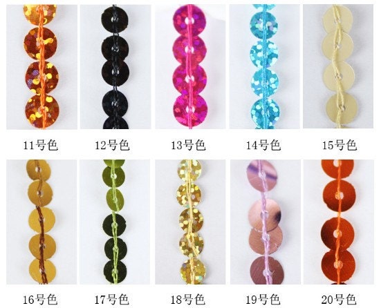 10 yards 15cm wide washable sparkle sequins chainette fringe, 72 different colors