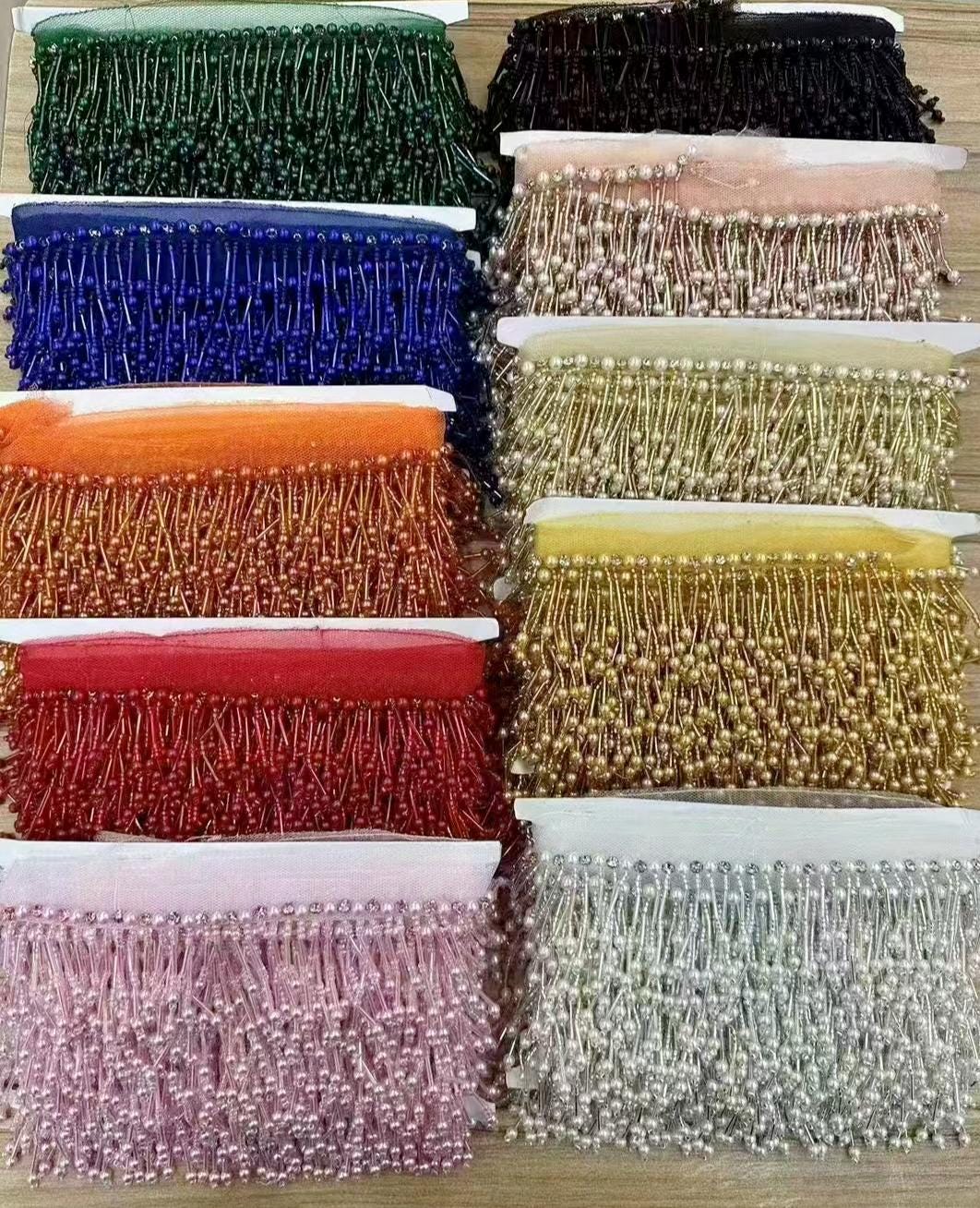 Frange perlée en strass : or, rose, blanc et plus encore (90 cm de long)