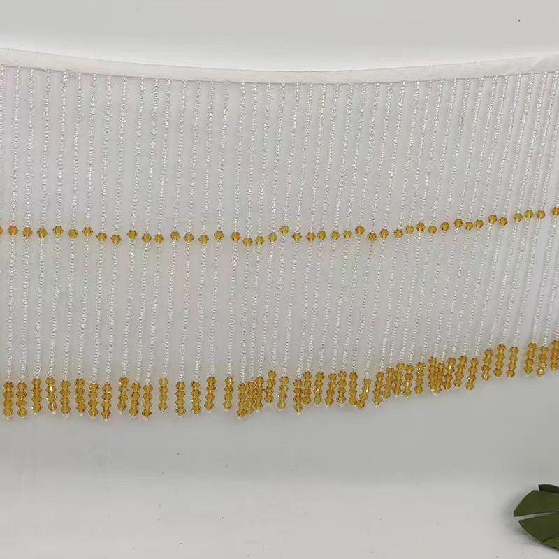 Kristallen en kralenfranje: 15 cm lange kralenversiering, 30 kleuren