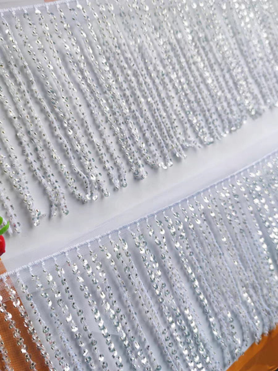 Sparkle Sequin Beaded Fringe: 6 Inch, 10 Yards