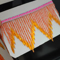 Frange à perles orange faite à la main : bordure d’abat-jour de 10 cm de large et 90 cm de long.