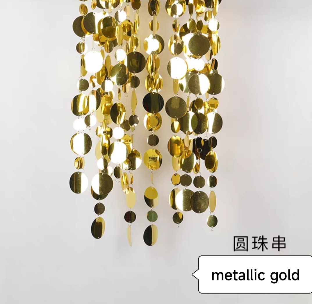 Handmade 1M Long 30mm+50mm Round Sequins Beaded Sequins String Sequins Curtain for Party Decoration, 20pcs/bag, 9 Different colors