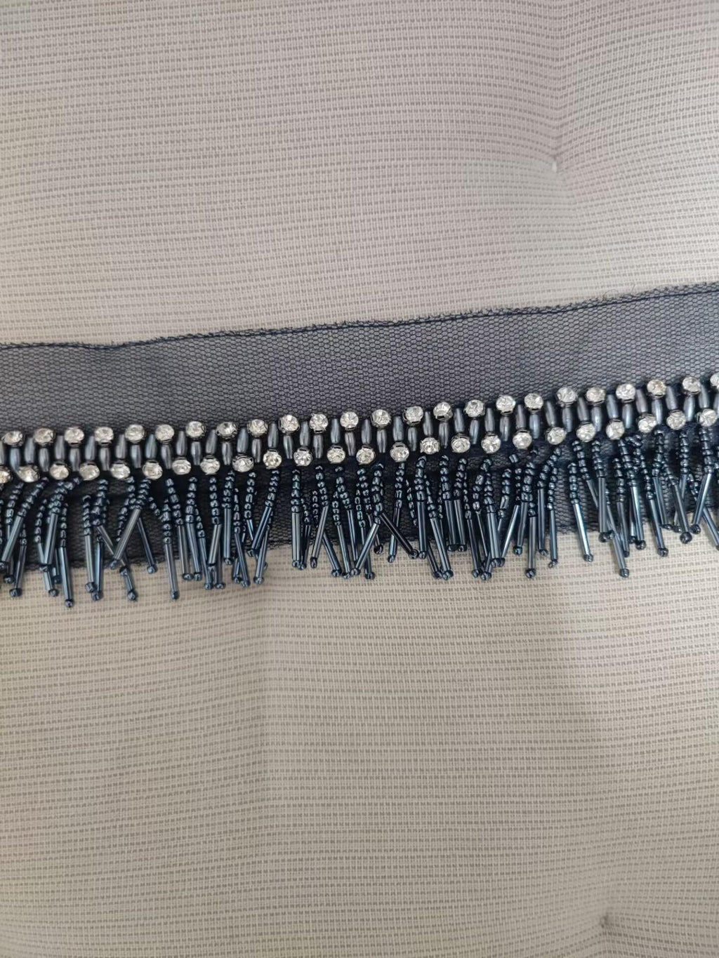 Handgemaakte kralenfranje: Goud, Zilver, Marineblauw, Rood - 90 cm