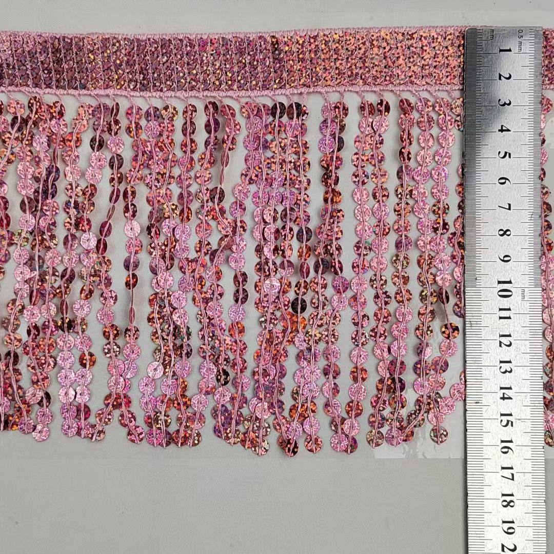 10 Yards 6 inch Wide thick braided band sequins chainette fringe, 100 different colors for your choice