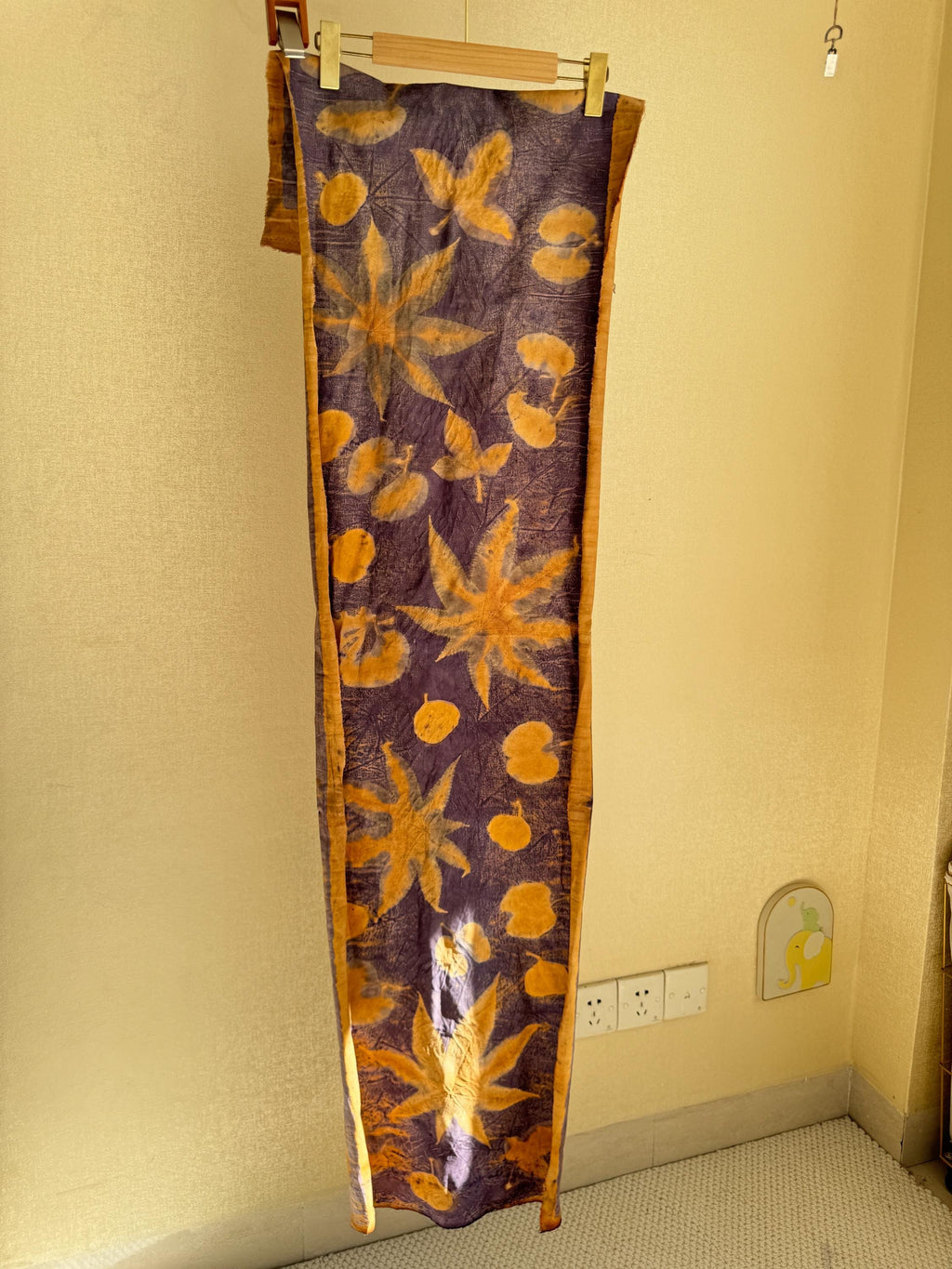 Autumn Plant Dyed Cotton Faric| Unique Eco Print Fabric For Sewing & Art Projects and Home Decoration, Each Piece One of A Kind, 38cmx150cm